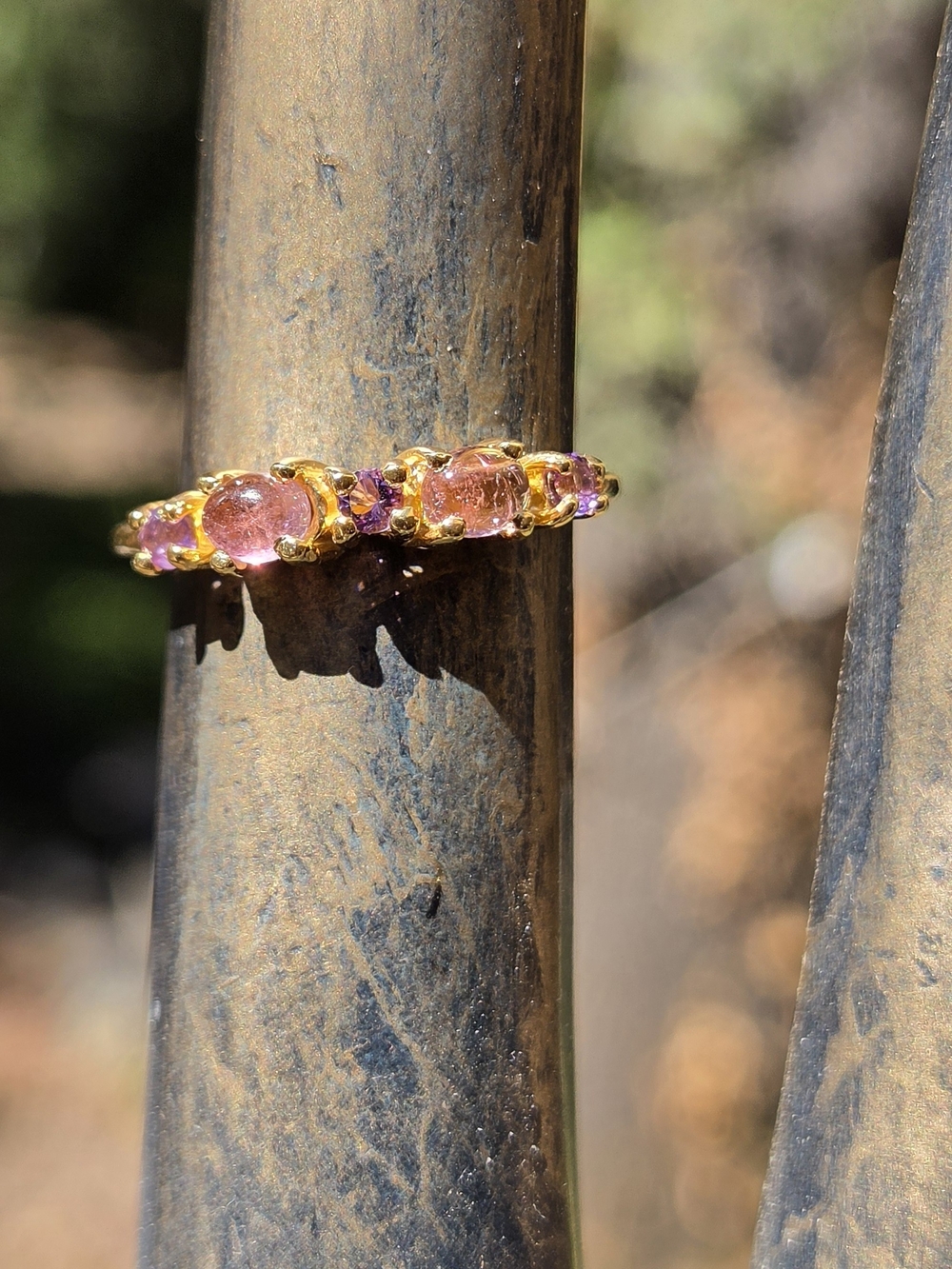 Gold Pink Gemstone Eternity Ring
